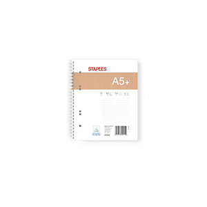 Staples Cuaderno, A5, cuadriculado, 80 hojas, cubierta blanda cartulina, rojo Staples Cuaderno, A5, cuadriculado, 80 hojas, cubierta blanda cartulina, rojo