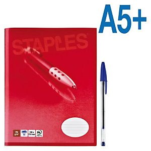 Staples Cuaderno grapado, A5, rayado horizontal, 40 hojas, cubierta blanda cartulina, rojo Staples Cuaderno grapado, A5, rayado horizontal, 40 hojas, cubierta blanda cartulina, rojo