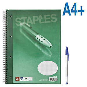 Staples Cuaderno reciclado, A4+, cuadriculado, 80 hojas, cubierta blanda cartulina, verde Staples Cuaderno reciclado, A4+, cuadriculado, 80 hojas, cubierta blanda cartulina, verde