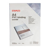 Staples Cubiertas de encuadernación, A4, PVC, 190 micras, transparente Staples Cubiertas de encuadernación, A4, PVC, 190 micras, transparente