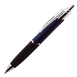 Staples Delta Elite Bolígrafo retráctil de punta de bola, punta mediana, cuerpo de plástico negro con grip, tinta negra