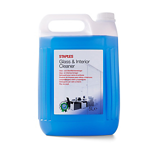 Staples Detergente per vetro e interni, Profumo al limone fresco, Liquido blu pronto per l'uso, 5 litri Staples Detergente per vetro e interni, Profumo al limone fresco, Liquido blu pronto per l'uso, 5 litri