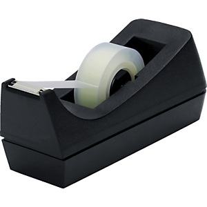 Staples Dispensador de cinta ejecutivo, base antideslizante con peso, centro de 25 mm, plata y negro Staples Dispensador de cinta ejecutivo, base antideslizante con peso, centro de 25 mm, plata y negro