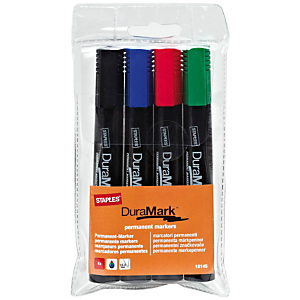 Staples DuraMark Marcador permanente, punta ojival, 1,5-3 mm, azul, rojo, negro, verde Staples DuraMark Marcador permanente, punta ojival, 1,5-3 mm, azul, rojo, negro, verde