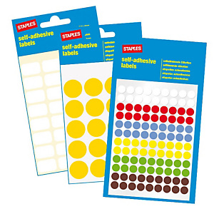 Staples Etichette autoadesive, Rotonde, 12 mm, 8 etichette per foglio, 4 colori assortiti (confezione da 6 fogli) Staples Etichette autoadesive, Rotonde, 12 mm, 8 etichette per foglio, 4 colori assortiti (confezione da 6 fogli)
