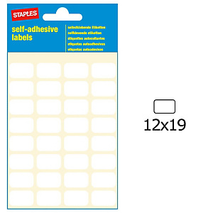 Staples Etiquetas autoadhesivas, 12 mm x 19 mm, 32 etiquetas por hoja, blancas Staples Etiquetas autoadhesivas, 12 mm x 19 mm, 32 etiquetas por hoja, blancas