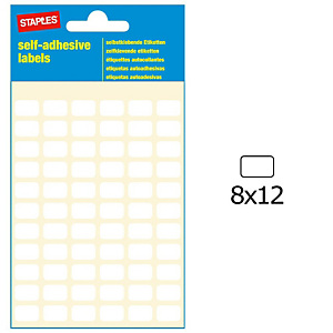 Staples Etiquetas autoadhesivas, 8 mm x 12 mm, 66 etiquetas por hoja, blancas Staples Etiquetas autoadhesivas, 8 mm x 12 mm, 66 etiquetas por hoja, blancas