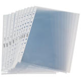 Staples Funda perforada, A4, polipropileno de 100 micras, 11 orificios, lisa, transparente con bandas blancas Staples Funda perforada, A4, polipropileno de 100 micras, 11 orificios, lisa, transparente con bandas blancas