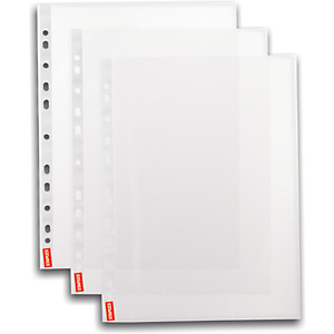 Staples Funda perforada, A4, polipropileno de 55 micras, 11 orificios, lisa, transparente Staples Funda perforada, A4, polipropileno de 55 micras, 11 orificios, lisa, transparente