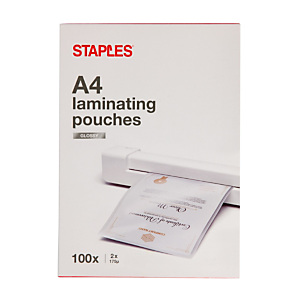 Staples Fundas de plastificación A4 175 micras brillo 100 unid Staples Fundas de plastificación A4 175 micras brillo 100 unid