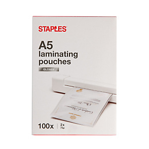 Staples Fundas de plastificación A5 75 micras brillo 100 unid Staples Fundas de plastificación A5 75 micras brillo 100 unid