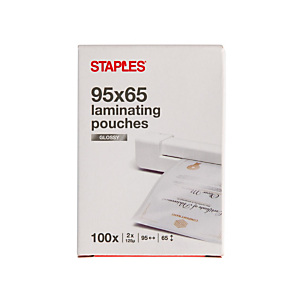 Staples Fundas de plastificación Tarjeta 65 x 95 mm 125 micras brillo 100 unid Staples Fundas de plastificación Tarjeta 65 x 95 mm 125 micras brillo 100 unid