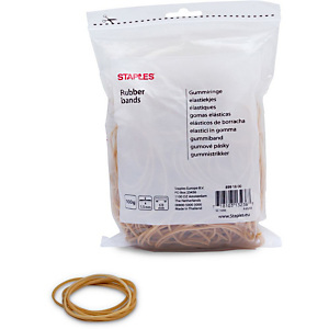 Staples Gomas elásticas, 60 x 1,5 mm, 100 g, marrón Staples Gomas elásticas, 60 x 1,5 mm, 100 g, marrón