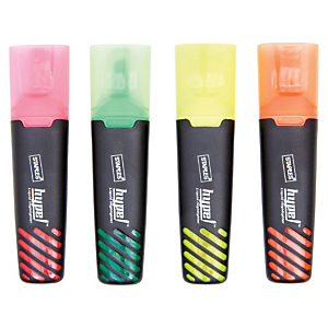 Staples Hype, Evidenziatore a fusto piatto, Inchiostro liquido, Punta a scalpello, 1-5 mm, Inchiostro non tossico, Colori assortiti: Rosa, verde, giallo e arancione Staples Hype, Evidenziatore a fusto piatto, Inchiostro liquido, Punta a scalpello, 1-5 mm, Inchiostro non tossico, Colori assortiti: Rosa, verde, giallo e arancione