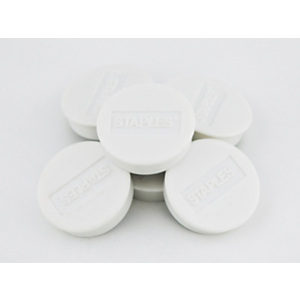Staples Imanes redondos de 10 mm blancos con capacidad para sujetar 4 hojas, paquete de 10 Staples Imanes redondos de 10 mm blancos con capacidad para sujetar 4 hojas, paquete de 10