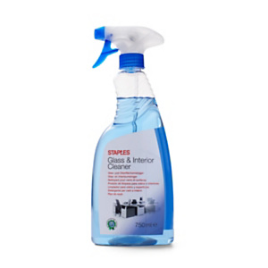 Staples Limpiador para cristal e interiores spray, fragancia limón fresco, líquido azul, 750 ml Staples Limpiador para cristal e interiores spray, fragancia limón fresco, líquido azul, 750 ml