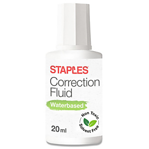 Staples Líquido corrector a base de agua, 20 ml, blanco Staples Líquido corrector a base de agua, 20 ml, blanco