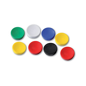 Staples Magnete per lavagna, Capacità di tenuta 8 fogli, 25 mm, Rotondo, Colori assortiti (confezione 10 pezzi) Staples Magnete per lavagna, Capacità di tenuta 8 fogli, 25 mm, Rotondo, Colori assortiti (confezione 10 pezzi)