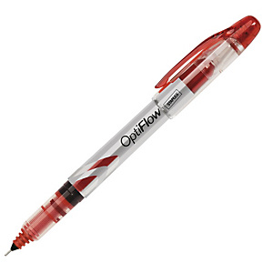 Staples OptiFlow Bolígrafo de punta de aguja, punta fina, cuerpo de polipropileno plateado, tinta roja Staples OptiFlow Bolígrafo de punta de aguja, punta fina, cuerpo de polipropileno plateado, tinta roja
