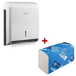 Staples Pack Dispensador + 45 paquetes de 210 toallitas de papel plegadas Staples Pack Dispensador + 45 paquetes de 210 toallitas de papel plegadas