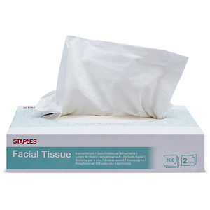 Staples Pañuelos faciales, 2 capas 100 hojas, 207 mm, blanco Staples Pañuelos faciales, 2 capas 100 hojas, 207 mm, blanco