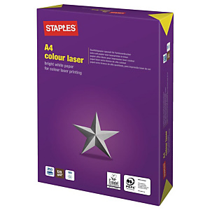 Staples Papel multifunción para impresora láser, A4, 120 g/m², Blanco Staples Papel multifunción para impresora láser, A4, 120 g/m², Blanco