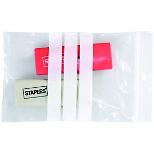 Staples Paquete de 100 bolsas herméticas transparentes de polietileno para escribir con autocierre de 70 x 100 mm