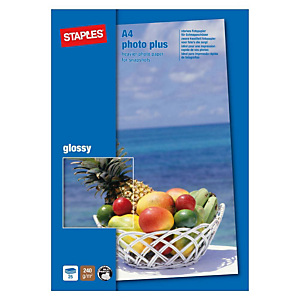 Staples Photo Plus Papel Fotográfico para Impresoras de Inyección de Tinta Blanco Brillante A4 240 g/m² Staples Photo Plus Papel Fotográfico para Impresoras de Inyección de Tinta Blanco Brillante A4 240 g/m²