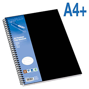 Staples Poly Cuaderno, A4+, rayado, 80 hojas, cubierta polipropileno, negro Staples Poly Cuaderno, A4+, rayado, 80 hojas, cubierta polipropileno, negro