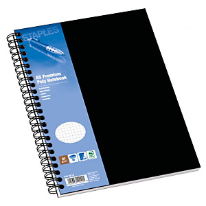 Staples Poly Cuaderno, A5, cuadriculado, 80 hojas, cubierta polipropileno, negro Staples Poly Cuaderno, A5, cuadriculado, 80 hojas, cubierta polipropileno, negro