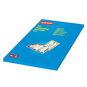 Staples Pouches per plastificatrice, A4, 2 x 125 micron (confezione 100 pezzi) Staples Pouches per plastificatrice, A4, 2 x 125 micron (confezione 100 pezzi)