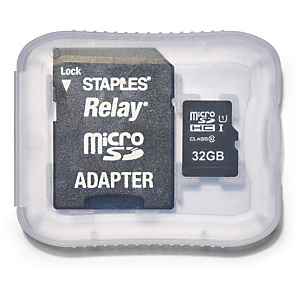 Staples Relay Tarjeta microSDHC de 32 GB con adaptador SD Staples Relay Tarjeta microSDHC de 32 GB con adaptador SD