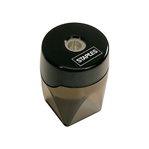 Staples Sacapuntas con depósito, orificio simple, plástico, negro Staples Sacapuntas con depósito, orificio simple, plástico, negro