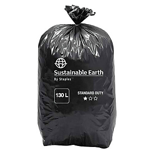 Staples Sacchi per nettezza urbana, Materiale riciclato, Per rifiuti normali, 130 l, 55 micron, 800 x 1200 mm, Nero, Rotolo da 25 sacchi (confezione 25 pezzi) Staples Sacchi per nettezza urbana, Materiale riciclato, Per rifiuti normali, 130 l, 55 micron, 800 x 1200 mm, Nero, Rotolo da 25 sacchi (confezione 25 pezzi)