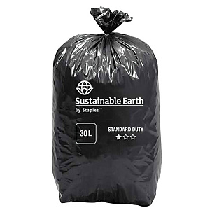 Staples Sacchi per nettezza urbana, Materiale riciclato, Per rifiuti normali, 30 l, 35 micron, 440 x 680 mm, Nero, Rotolo da 25 sacchi (confezione 25 pezzi) Staples Sacchi per nettezza urbana, Materiale riciclato, Per rifiuti normali, 30 l, 35 micron, 440 x 680 mm, Nero, Rotolo da 25 sacchi (confezione 25 pezzi)