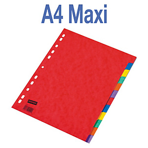 Staples Separadores, A4+, cartón prensado, 12 pestañas, colores surtidos Staples Separadores, A4+, cartón prensado, 12 pestañas, colores surtidos