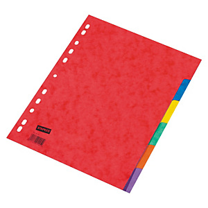Staples Separadores, A4, cartón prensado, 6 pestañas, colores surtidos Staples Separadores, A4, cartón prensado, 6 pestañas, colores surtidos