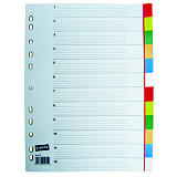 Staples Separadores, A4, polipropileno, 12 pestañas, colores surtidos Staples Separadores, A4, polipropileno, 12 pestañas, colores surtidos