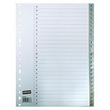 Staples Separadores alfabéticos A-Z, A4, polipropileno, 26 pestañas, gris Staples Separadores alfabéticos A-Z, A4, polipropileno, 26 pestañas, gris