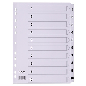 Staples Separadores numéricos 1-10, A4, cartón, 10 pestañas, blanco Staples Separadores numéricos 1-10, A4, cartón, 10 pestañas, blanco