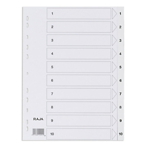 Staples Separadores numéricos 1-10, A4, polipropileno, 10 pestañas, blanco Staples Separadores numéricos 1-10, A4, polipropileno, 10 pestañas, blanco