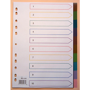 Staples Separadores numéricos 1-10, A4, polipropileno, 10 pestañas, surtidos y translúcidos Staples Separadores numéricos 1-10, A4, polipropileno, 10 pestañas, surtidos y translúcidos