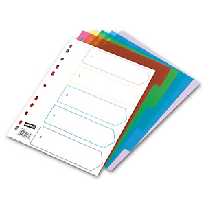 Staples Separadores numéricos 1-5, A4, polipropileno, 5 pestañas, colores surtidos Staples Separadores numéricos 1-5, A4, polipropileno, 5 pestañas, colores surtidos
