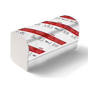 Staples Serviettes en papier pliées, pliage en W, double épaisseur, 134 feuilles, gaufrées, 220 mm, Blanc Staples Serviettes en papier pliées, pliage en W, double épaisseur, 134 feuilles, gaufrées, 220 mm, Blanc