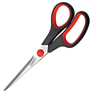Staples Soft-grip Tijeras de oficina, acero inox de punta aguda, mango asimétrico de agarre suave, 17,3 cm, negro y rojo Staples Soft-grip Tijeras de oficina, acero inox de punta aguda, mango asimétrico de agarre suave, 17,3 cm, negro y rojo