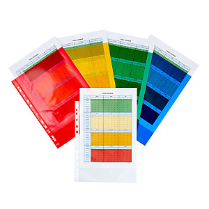 Staples Standard Funda perforada, A4, polipropileno de 90 micras, 11 orificios, rugosa, rojo, azul, verde y amarillo transparente Staples Standard Funda perforada, A4, polipropileno de 90 micras, 11 orificios, rugosa, rojo, azul, verde y amarillo transparente