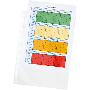 Staples Standard Plus Funda perforada, A4+, polipropileno de 80 micras, 11 orificios, lisa, transparente Staples Standard Plus Funda perforada, A4+, polipropileno de 80 micras, 11 orificios, lisa, transparente