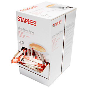 Staples Stick de azúcar blanco, sobres individuales, 4 g, caja dispensadora Staples Stick de azúcar blanco, sobres individuales, 4 g, caja dispensadora