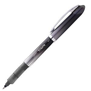 Staples Strata Bolígrafo de punta de bola, punta fina, cuerpo de plástico negro, tinta negra Staples Strata Bolígrafo de punta de bola, punta fina, cuerpo de plástico negro, tinta negra