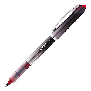 Staples Strata Roller Stick, Punta fine, Fusto nero, Inchiostro rosso Staples Strata Roller Stick, Punta fine, Fusto nero, Inchiostro rosso